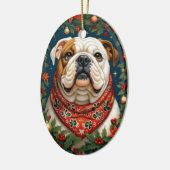 Kerstmis Engelse Bulldog hond Keramisch Ornament (Links)