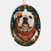 Kerstmis Engelse Bulldog hond Keramisch Ornament (Achterkant)