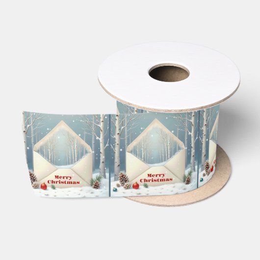 Kerstmis Envelop Met Berkenbomen Lint (Spoel)