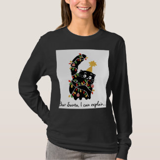 Kerstmis Esthetische Kerstman Kat Schattig Grappig T-shirt