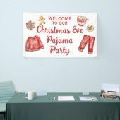 Kerstmis Eten Koekjes Heet Chocolade Pyjama Feestj Spandoek (Beurs)