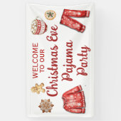 Kerstmis Eten Koekjes Heet Chocolade Pyjama Feestj Spandoek (Verticaal)