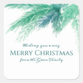 Kerstmis evergreen dennenbladeren op maat vierkante sticker (Voorkant)