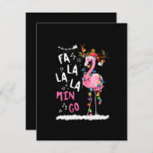 Kerstmis - Fa-La-La Mingo Flamingo Met Kerstmis Kaart (Voorkant / Achterkant)