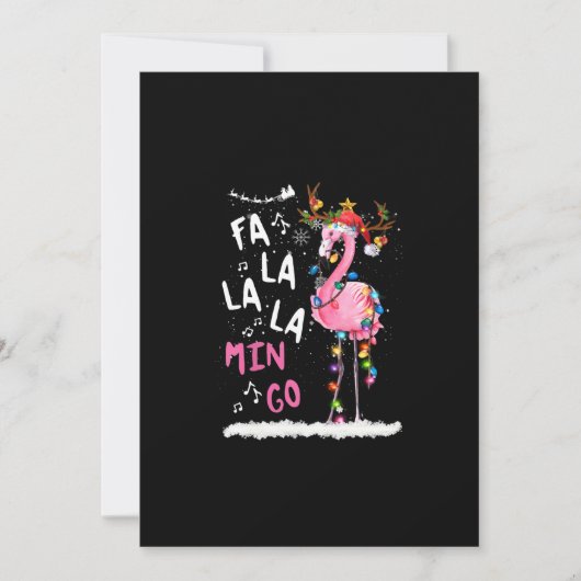 Kerstmis - Fa-La-La Mingo Flamingo Met Kerstmis Kaart (Voorkant)