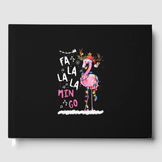 Kerstmis: Fa-La Mingo Flamingo met Kerstmis Gastenboek (Voorkant)