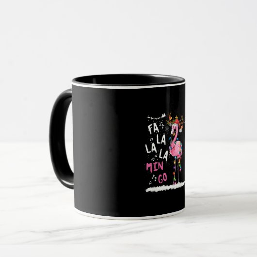 Kerstmis: Fa-La Mingo Flamingo met Kerstmis Mok (Voorkant links)