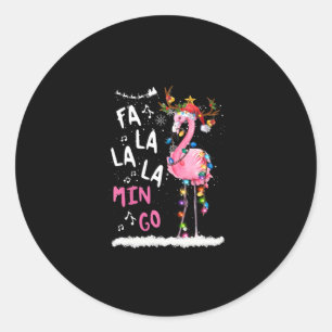 Kerstmis: Fa-La Mingo Flamingo met Kerstmis Ronde Sticker