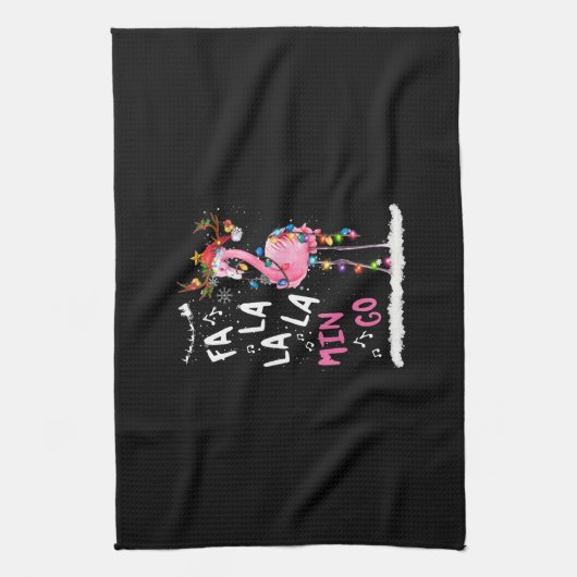 Kerstmis: Fa-La Mingo Flamingo met Kerstmis Theedoek (Verticaal)