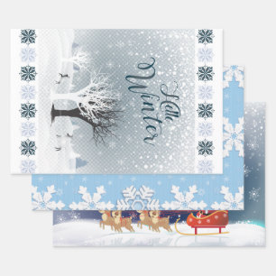 Kerstmis: Fairy Tale Fantasy Snowy Forest Inpakpapier Vel