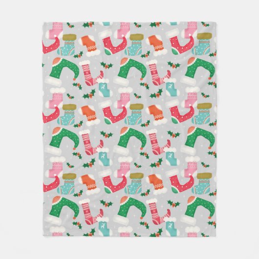 kerstmis falalala gray - Stockings Fleece Deken (Voorkant)