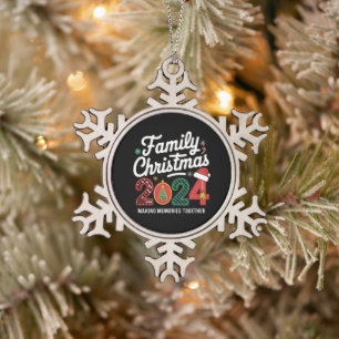 Kerstmis Familie 2024 Matching Outfit Xmas Squad Tin Sneeuwvlok Ornament
