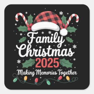 Kerstmis Familie 2025 Crew Groep Matching Familie Vierkante Sticker