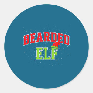 Kerstmis Familie Elfen Baard Matchende Groep Xmas Ronde Sticker