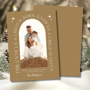 Kerstmis Familie Foto Schriftuur Goud Feestdagenkaart