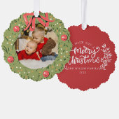 Kerstmis familie Foto Waterverf Krans Familie Ornament Kaart
