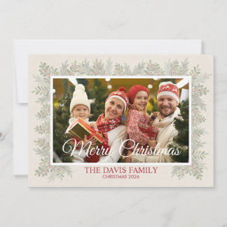 Kerstmis Familie Fotokaart (Aanpasbaar) Feestdagenkaart
