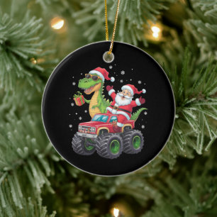 Kerstmis Familie Matching Kerstman Truck Dinosauru Keramisch Ornament