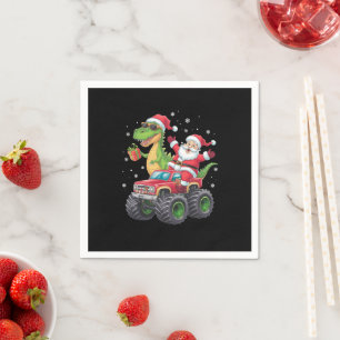 Kerstmis Familie Matching Kerstman Truck Dinosauru Servet