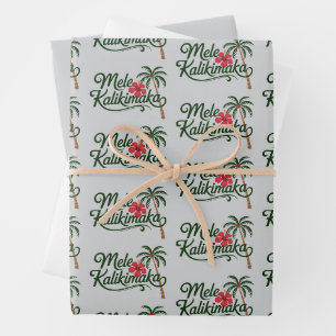 Kerstmis Familie Mele Kalikimaka Hawaï Strand  Inpakpapier Vel