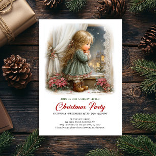 Kerstmis Familie Uitnodiging Schattig Meisje Vakan