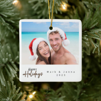 Kerstmis familie vrienden eenvoudige moderne boom keramisch ornament