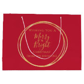 Kerstmis Familie Vrolijk en Helder Rood Goud Groot Cadeauzakje (Achterkant)