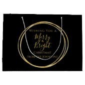 Kerstmis Familie Vrolijk en Helder Zwart Goud Groot Cadeauzakje (Achterkant)