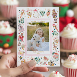 Kerstmis familiefotokaart met feestelijke sfeer kaart