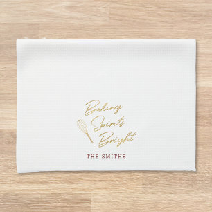 Kerstmis familienaam 'Baking Spirits Bright' Theedoek