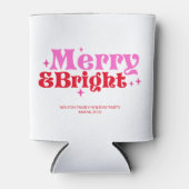 Kerstmis Favor Vrolijk & Helder Roze & Rood Custom Blikjeskoeler (Voorkant)