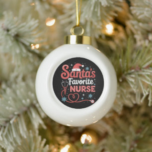 Kerstmis favoriete verpleegster keramische bal ornament