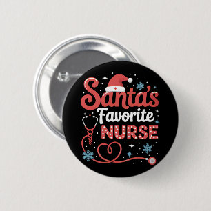 Kerstmis Favoriete Verpleegster  Ronde Button 5,7 Cm