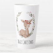 Kerstmis Fawn Wreate  Latte Mok (Voorkant)
