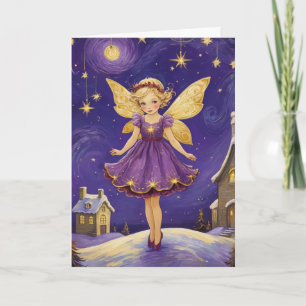 Kerstmis Fee Kunst Custom Tekst Vintage Kaart