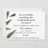 Kerstmis feestdag diner witte groene sneeuw kaart (Achterkant)