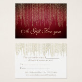 Kerstmis, feestdag, gouden verblinding, rood cadea visitekaartje (Voorkant /achterkant)