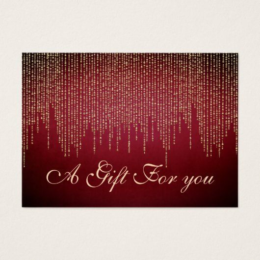 Kerstmis, feestdag, gouden verblinding, rood cadea visitekaartje (Voorkant)