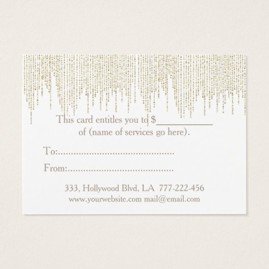 Kerstmis, feestdag, gouden verblinding, rood cadea visitekaartje (Achterkant)