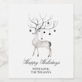 Kerstmis, feestdag, rendier, kerstcadeau, wijn etiket (Enkel label)