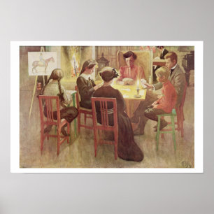 Kerstmis Feestdagen, café. in "Lasst Licht Hinin" Poster