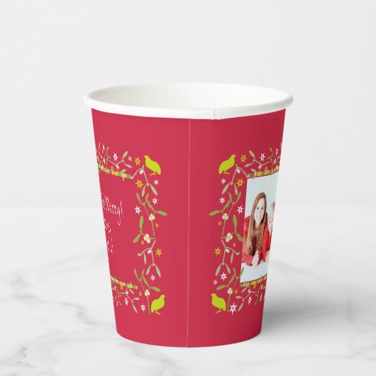 Kerstmis feestdagen mistletoe foto lijst rood papieren bekers (Rechts)