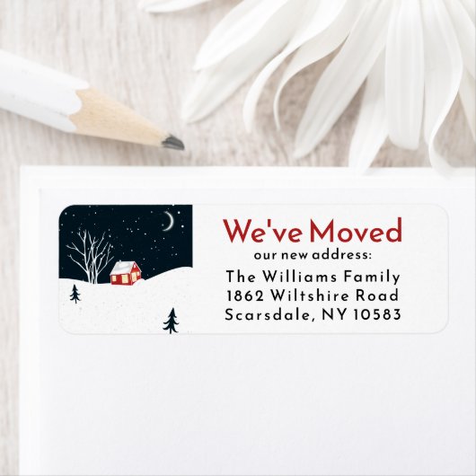 Kerstmis Feestdagen Winter We hebben New Home verp Etiket (Insitu)