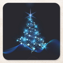 Kerstmis Feestelijk Blauw Elegant Vierkante Kartonnen Onderzetter