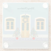 Kerstmis feestelijk Portugees huis Glazen Onderzetter (Achterkant)