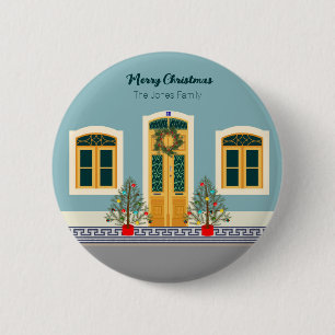 Kerstmis feestelijk Portugees huis Ronde Button 5,7 Cm