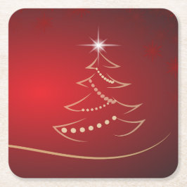 Kerstmis Feestelijk Rood Elegant Vierkante Kartonnen Onderzetter