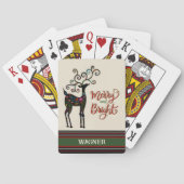 Kerstmis Feestelijke Aangepaste Naam Rendier Inspi Pokerkaarten (Achterkant)