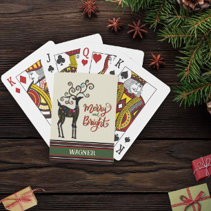 Kerstmis Feestelijke Aangepaste Naam Rendier Inspi Pokerkaarten