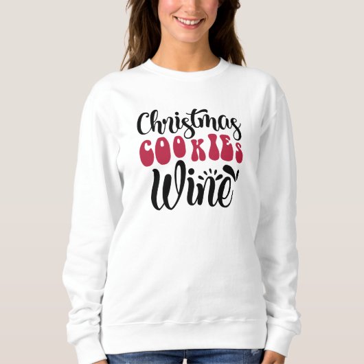 Kerstmis Feestelijke Kerstkoekjes Wijn Sweatshirt (Voorkant)